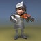 Chivalrous medieval knight is a part time violinist, 3d illustration