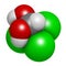 Chloral hydrate sedative and hypnotic drug molecule. 3D rendering. Atoms are represented as spheres with conventional color coding
