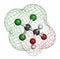 Chloral hydrate sedative and hypnotic drug molecule. Atoms are represented as spheres with conventional color coding: hydrogen (