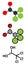 Chloral hydrate sedative and hypnotic drug molecule. Stylized 2D renderings and conventional skeletal formula