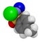 Chloramine-T (tosylchloramide) disinfectant molecule. 3D rendering.  Atoms are represented as spheres with conventional color