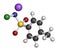 Chloramine-T (tosylchloramide) disinfectant molecule. Atoms are represented as spheres with conventional color coding: hydrogen (