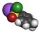 Chloramine-T (tosylchloramide) disinfectant molecule. Atoms are represented as spheres with conventional color coding: hydrogen (