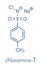 Chloramine-T tosylchloramide disinfectant molecule. Skeletal formula.