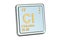 Chlorine Cl, chemical element sign. 3D rendering