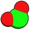 Chlorine dioxide (ClO2) molecule. Used in pulp bleaching and for disinfection of drinking water