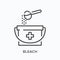 Chlorine sanitizing line icon. Vector outline illustration of bucket and spoon. Antibacterial bleach cleaning pictogram