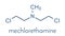 Chlormethine mechlorethamine, mustine, HN2 cancer chemotherapy drug molecule. Nitrogen mustard compound also used a blister.