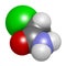 Chloroacetamide preservative molecule. 3D rendering. Atoms are represented as spheres with conventional color coding: hydrogen .