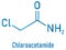 Chloroacetamide preservative molecule. Skeletal formula. Chemical structure