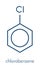 Chlorobenzene industrial solvent molecule. Skeletal formula.