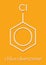 Chlorobenzene industrial solvent molecule. Skeletal formula.