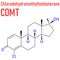 Chlorodehydromethyltestosterone or CDMT androgenic and anabolic steroid molecule. Skeletal formula.