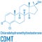 Chlorodehydromethyltestosterone or CDMT androgenic and anabolic steroid molecule. Skeletal formula.