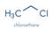 Chloroethane ethyl chloride local anesthetic molecule. Skeletal formula.