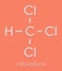 Chloroform solvent molecule. Skeletal formula.