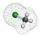 Chloromethane methyl chloride molecule. Atoms are represented as spheres with conventional color coding: hydrogen white,.
