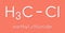 Chloromethane methyl chloride molecule. Skeletal formula.