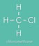 Chloromethane methyl chloride molecule. Skeletal formula.