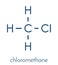 Chloromethane methyl chloride molecule. Skeletal formula.