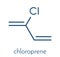 Chloroprene, the building block of polychloroprene synthetic rubber Skeletal formula.
