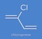 Chloroprene, the building block of polychloroprene synthetic rubber Skeletal formula.