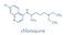 Chloroquine malaria drug molecule. Used to treat and prevent malaria. Also used for antiviral and immunosuppressant properties..