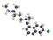 Chloroquine malaria drug molecule. Used to treat and prevent malaria. Also used for antiviral and immunosuppressant properties.