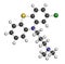 Chlorpromazine CPZ antipsychotic drug molecule. Used to treat schizophrenia.