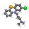 Chlorpromazine (CPZ) antipsychotic drug molecule. Used to treat schizophrenia