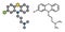 Chlorpromazine (CPZ) antipsychotic drug molecule. Used to treat schizophrenia