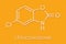 Chlorzoxazone muscle relaxant drug molecule. Skeletal formula.