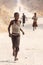 CHOBE, BOTSWANA - OCTOBER 5 2013: Poor African children wander t