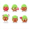 Choco green candy cartoon character with love cute emoticon