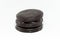 Chocolate alfajor on white background