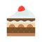 Chocolate almond cake vector illustration, flat style icon