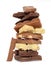 Chocolate assorted pieces in stack