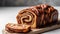 Chocolate Babka or Brioche Bread. Homemade Sweet Desert Pastry. Generative AI