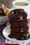 Chocolate baked donuts stacked