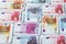 Chocolate banknote of 5, 10, 20, 50. 500 euros, money, candy, sweets, Sinterklaas, typical Dutch