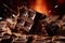 A chocolate bar being broken apart with a dramatic, close-up shot that captures the texture of the chocolate and the sound of the