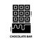 chocolate bar icon, black vector sign with editable strokes, concept illustration