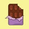 Chocolate bar with squares colored line icon, simple sweets food vector illustration