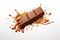 Chocolate bar with yummy caramel splash nougat block. Generate Ai