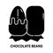 chocolate beans icon, black vector sign with editable strokes, concept illustration