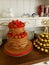 Chocolate and berry ruffle cake made for a vintage wedding