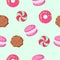 Chocolate Biscuit Macaroon Candy Seamless Pattern