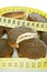 Chocolate biscuits and measure tape