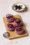 Chocolate and black currant mini tarts