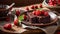 Chocolate brownie cake strawberries homemade pastry food gourmet delicious brown